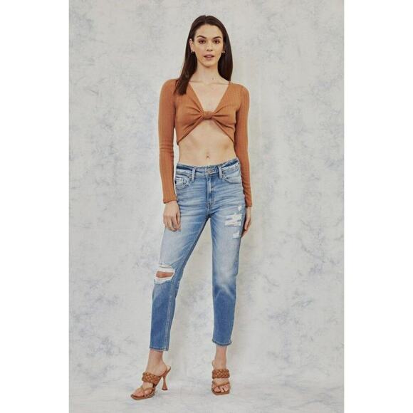 KanCan Size 7/27 Hi-Rise Distressed Mom‎ Jeans - Picture 1 of 13